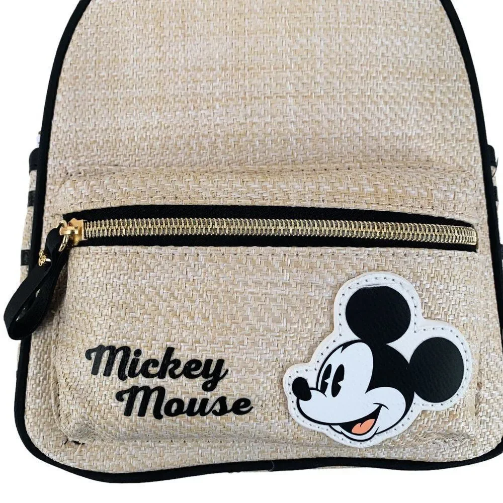 Disney x Primark Mickey Mouse Woven Backpack – Beige – Limited Edition – NWT